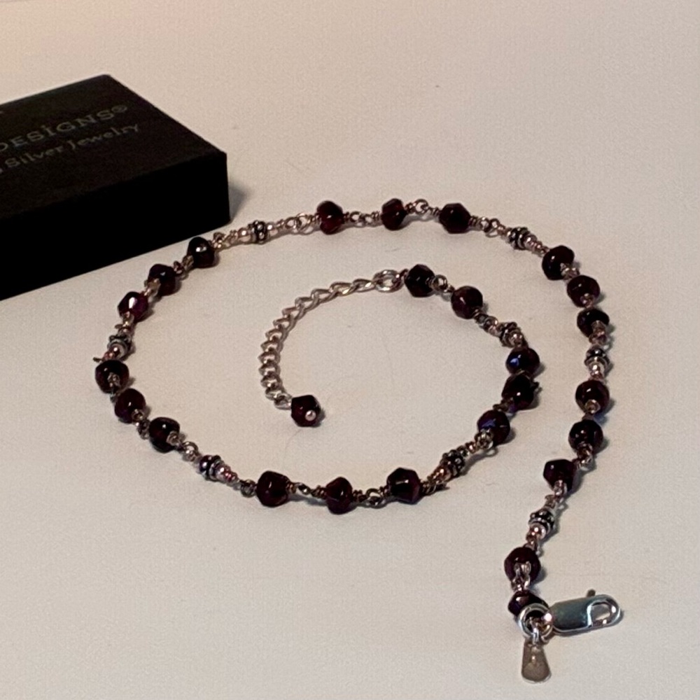 Silpada Sterling Silver and Dark Red Garnet Beaded Necklace - Retired, N1053